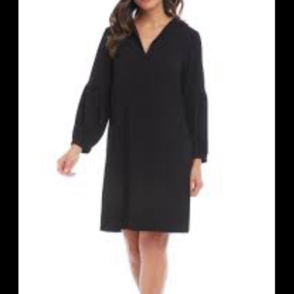 AVEC LES FILLES Black Long Sleeve Crepe Dress 8 - Picture 1 of 12